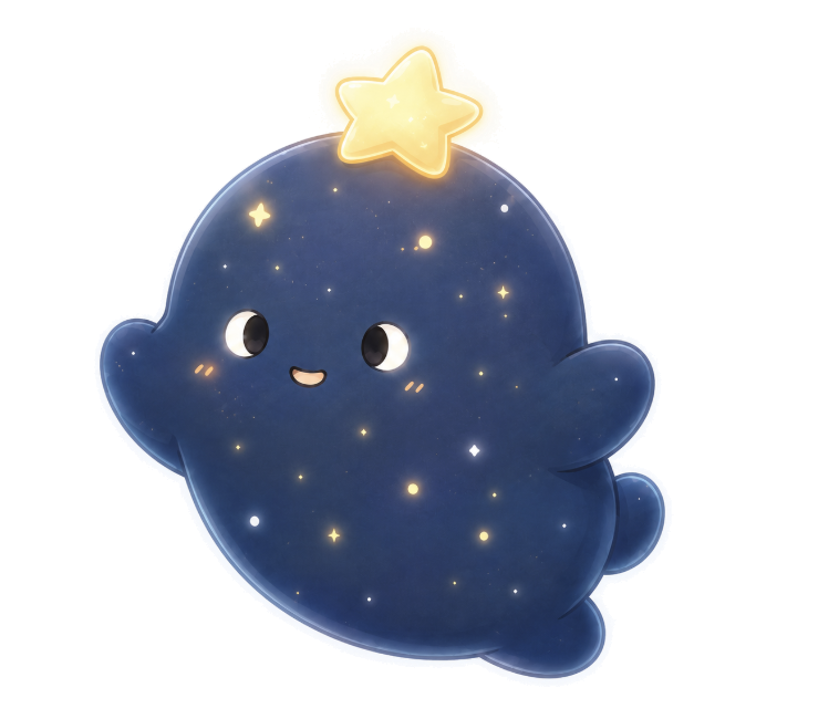 頭の上に大きな星をのせた、夜空色のトワイ